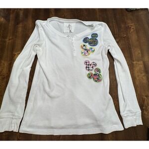 Vintage Walt Disney World Park Henley With Embroidered Graphics Large